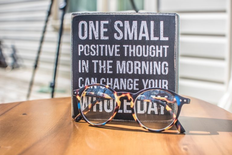 chalkboard displaying the words "one small positive thought in the morning can change your whole day."